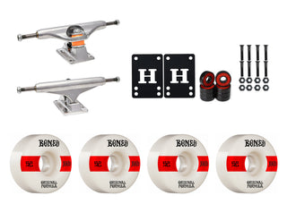 Independent Trucks 159 (8.75"), Bones 100's 52mm V4 #14 White Wheels/Bearings/Hardware