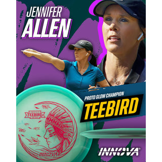 Innova Disc Golf Jennifer AllenÂ Tour Series Proto Glow Champion Teebird 7/5/0/2 Green/Pink 173 grams