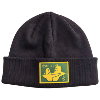 Krooked Skateboards Beanie Born to Win Cuff Black