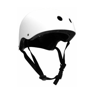 Krown White Shell with Black Strap Skateboard Helmet, Youth One Size