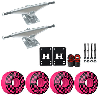 Krux Skateboard Trucks K5 8.5" Kit Bones 52mm V4 Block Party Pink Wheels/Bearings/Hardware