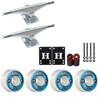 Krux Skateboard Trucks K5 9.0" Kit Bones 53mm V4 OG White Wheels/Bearings/Hardware