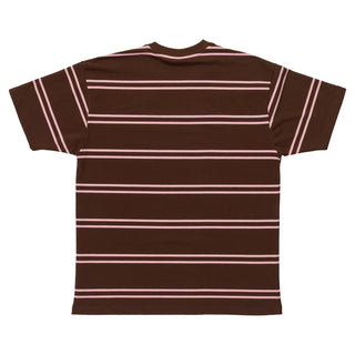 Krooked Skateboards Shirt Eyes Embroidered Stripe Brown/Pink