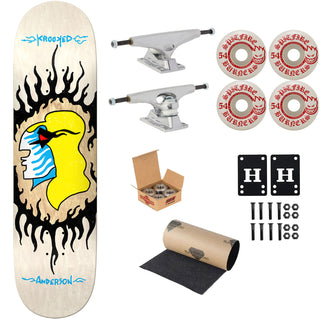 Krooked Premium Skateboard Complete Anderson Pink Flame 8.38" Ft. Krux/Spitfire/Independent