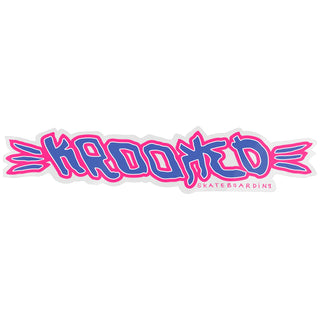 Krooked Skateboards Sticker Brush Skript Pink/Blue 10" x  2.25"