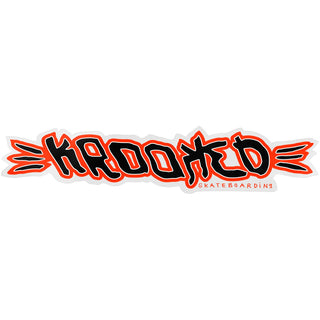 Krooked Skateboards Sticker Brush Skript Red/Black 10" x  2.25"