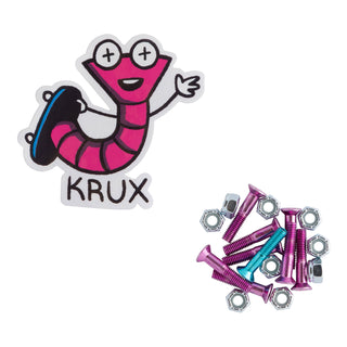 Krux Skateboard Hardware Krome Phillips Pink/Blue 1" Mounting Nuts and Bolts