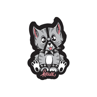 Krux Trucks Skateboard Sticker Bad Kitty Grey 2" x 3.25"