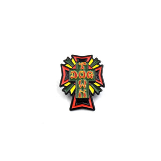 Dogtown Skateboards Pin Cross Logo Enamel Pin Rasta 1.25"