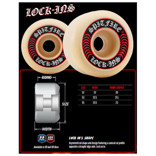 Spitfire Skateboard Wheels 53mm 101A F4 Lock Ins with Bronson Pro G3 Bearings