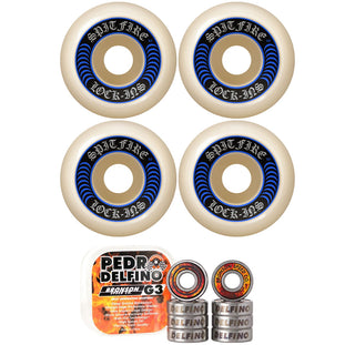 Spitfire Skateboard Wheels 52mm 99A F4 Lock Ins with Bronson Pro G3 Bearings