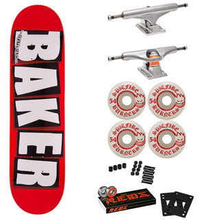 Baker Skateboard Complete Red/White 8.125" Spitfire, Independent, Bones Reds