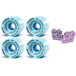 Orangatang Longboard Wheels Love Handles Blue 65mm 77A with Loaded Jehu V2 Bearings