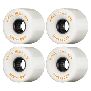 Mini Logo Skateboard Wheels 63mm AWOL 80A White Lift Kit (Risers, Bearings, HW)