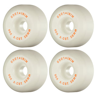 Mini Logo Skateboard Wheels 58mm Hybrid A-Cut 90A White
