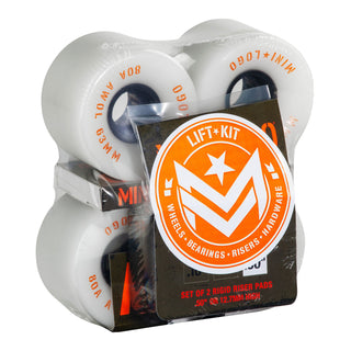 Mini Logo Skateboard Wheels 63mm AWOL 80A White Lift Kit (Risers, Bearings, HW)