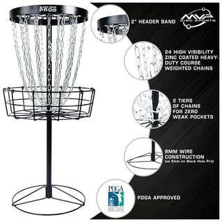 MVP Disc Golf Basket Black Hole Pro HD Catcher Target + Transit Carrying Bag