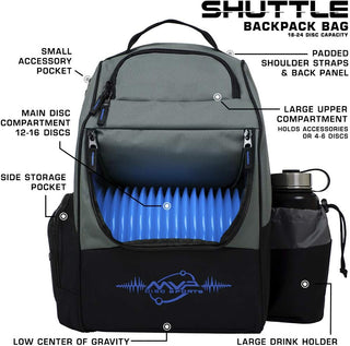 MVP Discs Disc Golf Backpack Bag - Shuttle Backpack - Holds 18-24 Discs