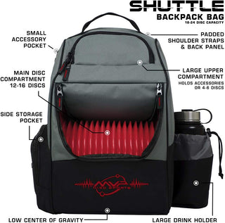 MVP Discs Disc Golf Backpack Bag - Shuttle Backpack - Holds 18-24 Discs