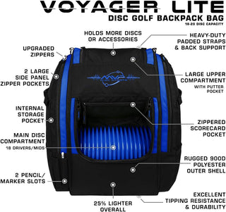 MVP Discs Disc Golf Backpack Bag - Voyager Lite Backpack Navy