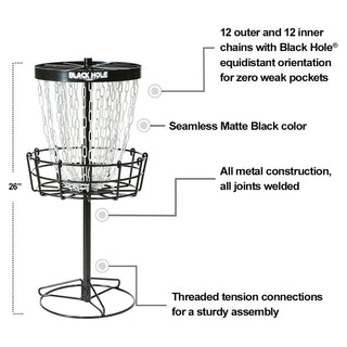 MVP Disc Golf Miniature Basket Black Hole Mini Catcher 26" Tall/ 12.5" Diameter Target