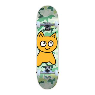 Meow Skateboard Complete Big Cat Soft Top Camo Green 7.25" x 29.2"