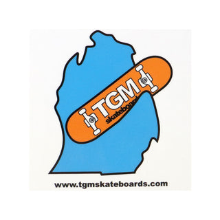 TGM Skateboards Michigan Skateboarding Sticker - Blue
