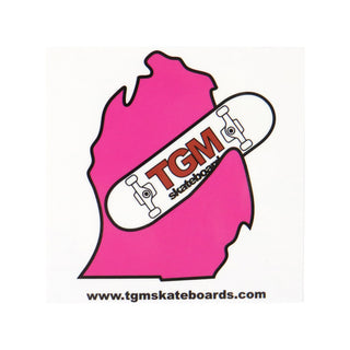TGM Skateboards Michigan Skateboarding Sticker - Pink