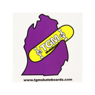 TGM Skateboards Michigan Skateboarding Sticker - Purple
