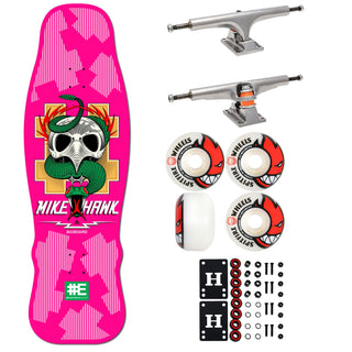 Everybody Skates Skateboard Complete Mike Hawk Big Board Pink 12.4" x 40" with Independent Trucks, Spitfire Wheels