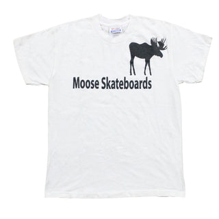 Moose Skateboard T-Shirt Center Logo White - Youth Kids Large