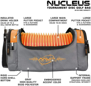 MVP Disc Golf Tournament Bag Nucleus Version 2 Gray/Orange