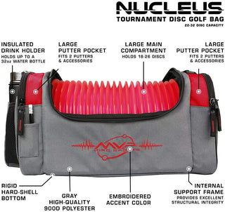 MVP Disc Golf Tournament Bag Nucleus Version 2 Gray/Red