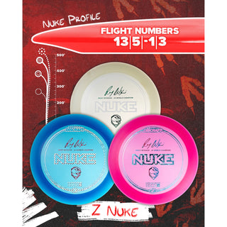 Discraft Disc Golf Z Line Nuke Distance Driver 13/5/-1/3 Bright Red/Gold 167-169g