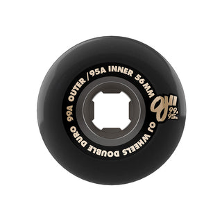 OJ Skateboard Wheels 56mm Double Duro Chubbies 99A/95A Black