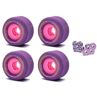 Orangatang Longboard Wheels Beefcake Purple 73mm 83A with Loaded Jehu V2 Bearings