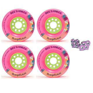Orangatang Longboard Wheels Bees Knees Pink 90mm 83A with Loaded Jehu V2 Bearings