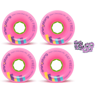 Orangatang Longboard Wheels Fat Free Pink 65mm 83A with Loaded Jehu V2 Bearings