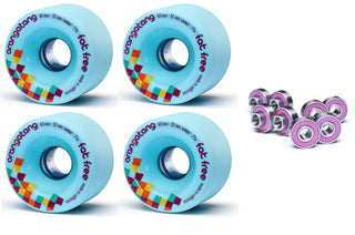 Orangatang Longboard Wheels Fat Free Blue 65mm 77A with Loaded Jehu V2 Bearings