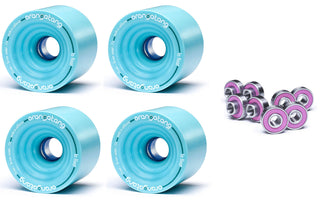 Orangatang Longboard Wheels In-Heat Blue 75mm 77A with Loaded Jehu V2 Bearings