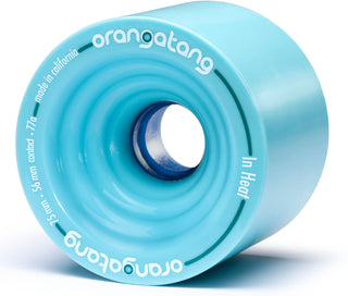 Orangatang Longboard Wheels In-Heat Blue 75mm 77A with Loaded Jehu V2 Bearings