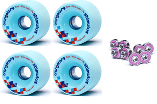 Orangatang Longboard Wheels Stimulus Blue 70mm 77A with Loaded Jehu V2 Bearings