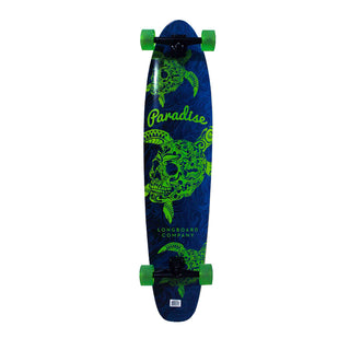 Paradise Longboard Turtle Skull Kicktail 9.75" x 44" Blue / Green