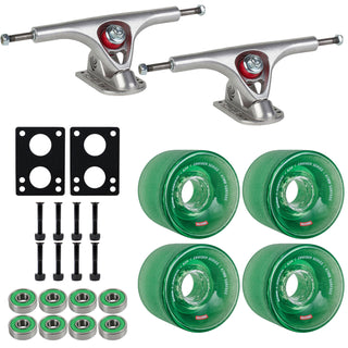 Paris Longboard Trucks V2 180mm 50Â° Raw Polished + Globe Conical 65mm 83a Wheels Clear Forest + Abec 7 Bearings