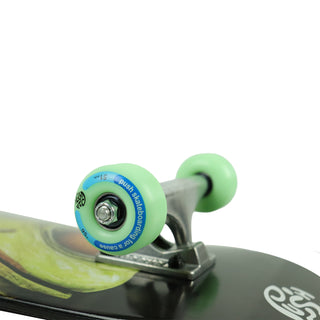 Push Skateboard Complete Gecko Eyes Green 7.5" Wheels Close Up