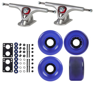 Paris Longboard Trucks with 70mm Purple Wheels, Abec 7 Bearings, Hardware, and Risers