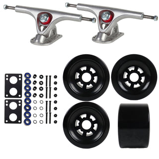 Paris Longboard Trucks with 90mm Black Wheels, Abec 7 Bearings, Hardware, and Risers