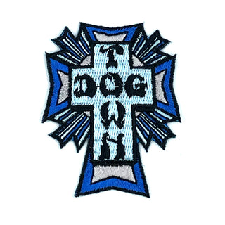 Dogtown Skateboard Patch Cross Logo Blue 2" x 2.5" Iron /Sew On