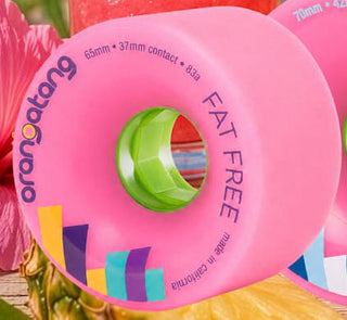 Orangatang Longboard Wheels Fat Free Pink 65mm 83A with Loaded Jehu V2 Bearings