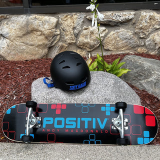Powell Peralta Manufactured Positiv Skateboard Complete with Tony Hawk Helmet